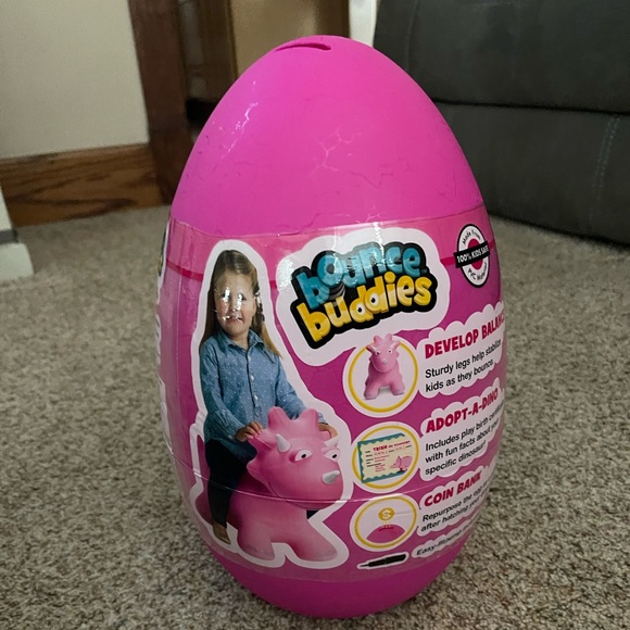 Bounce Buddies Pink Egg Dino Trish ride on inflatable - Picture 1 of 2
